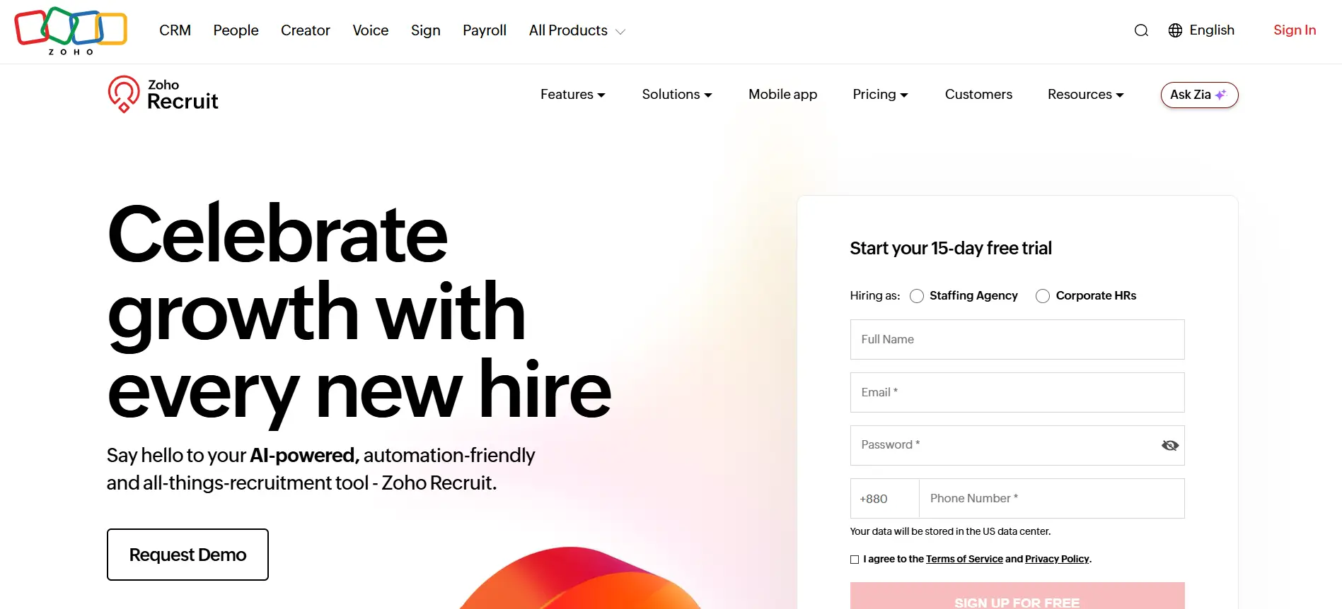 15. Zoho Recruit